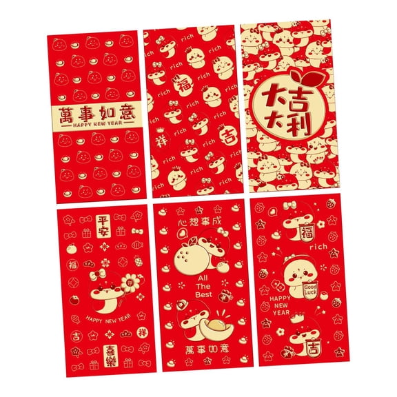 Tachiuwa 6 Pieces Chinese New Year Red Envelopes Hong Bao for Party Favors Graduation C