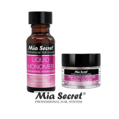 Powder Set - MIA SECRET PINK ACRYLIC POWDER & LIQUID MONOMER 1/2 OZ SET + Free Temporary Body Tattoo