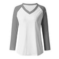 thumbnail image 4 of FAIWAD Women’s Color Block Tunic Top Long Sleeve Patchwork V Neck Plus Size Pullover Top, 4 of 4