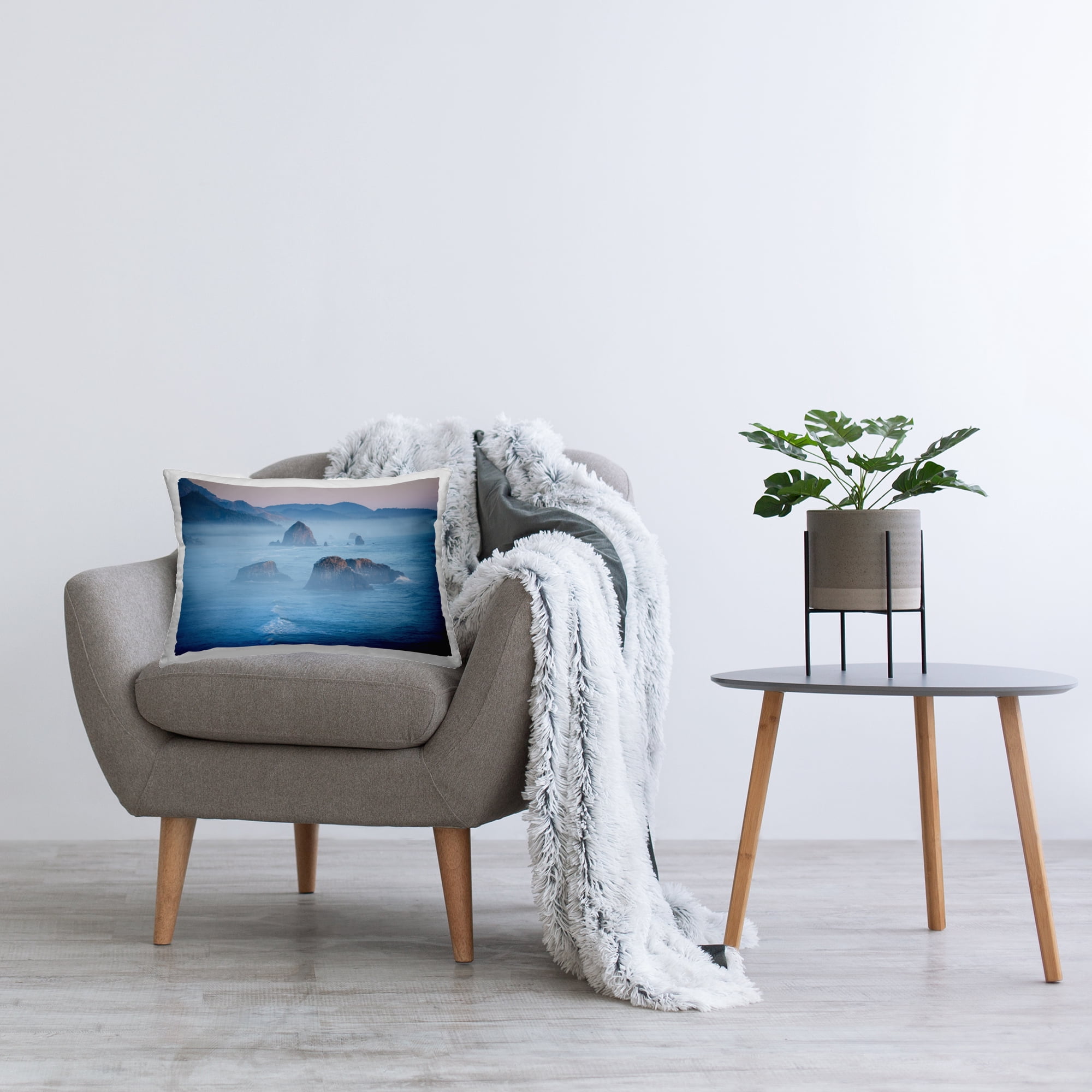 Stupell Industries Rocks Protruding from Sea Decorative Printed Throw Pillow Design by Marty Hulsebos.