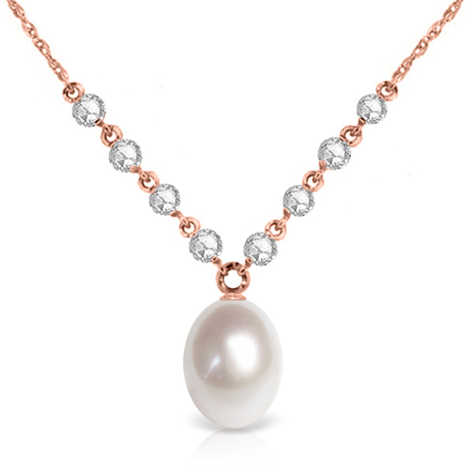 Galaxy Gold 14K Solid Gold Natural Diamond Drop Necklace for Women - Rose Gold Fine Jewelry
