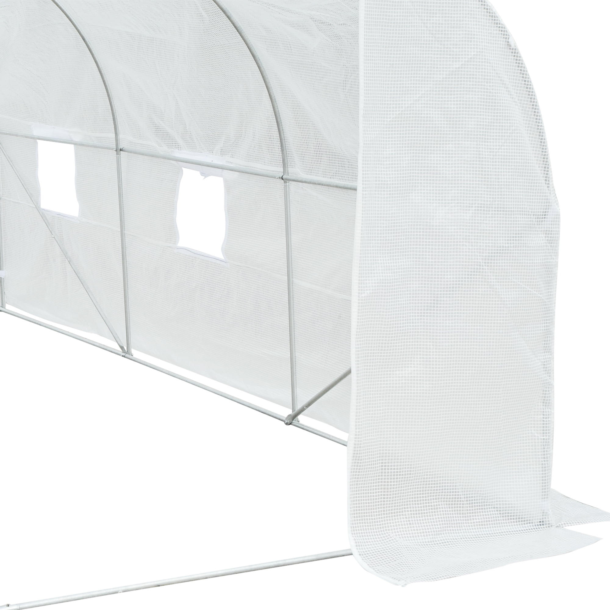 Outdoor Walk-in Greenhouse, Tunnel Green House with Roll-up Windows, Zippered Door, PE Cover