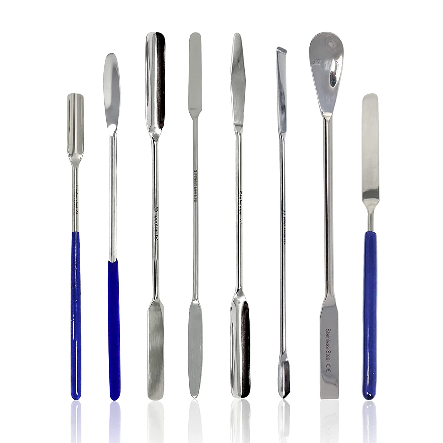 Scientific Labwares 8 PCS Micro Lab Spatula Sampler Set, Stainless