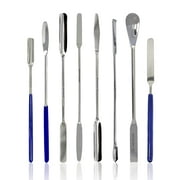Scientific Labwares 8 PCS Micro Lab Spatula Sampler Set, Stainless Steel Multi Purpose Laboratory Mixing/Filling Spatulas, Flat, Scoop, Round & Tapered Arrow End, 7"+6" Length