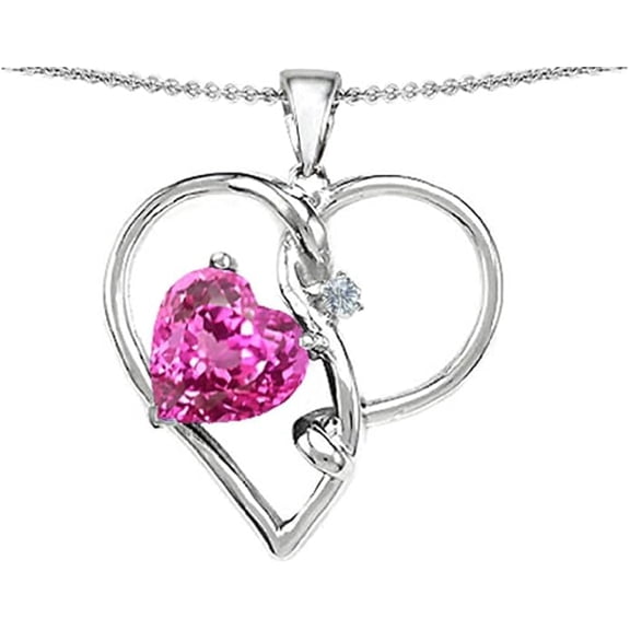 Pink Sapphire Heart Pendant Necklace for Women | 925 Sterling Silver Chain | Birthday & Anniversary Gift