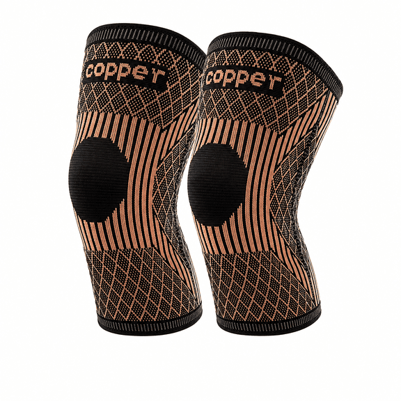 2 Pack Copper-Infused Compression Knee Sleeves for Women and Men, Breathable Non-Slip Knee Supports for Running, Weightlifting, Gym and Fitness