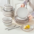 thumbnail image 6 of Malacasa 16 Pcs Dinnerware Sets For 4 people, Plates and Bowls Set, Stoneware Tableware Dishwasher Microwave Safe, Grey, 6 of 8
