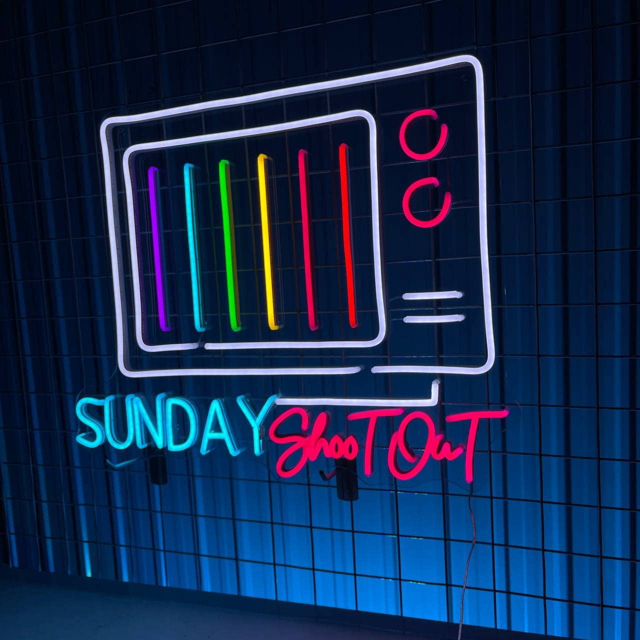 Glowneon Sunday Shoot Out Neon Sign, Vintage Television Wall Decor