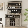 thumbnail image 5 of 75" Tall Coffee Hutch Cabinet, Farmhouse Kitchen Buffet Sideboard with Hooks and Sliding Barn Door, 5 of 7
