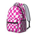thumbnail image 2 of Pink and White Wavy Checkered Pattern Backpack for School, Cute School Bag with Adjustable Shoulder Straps and Padded Back, 15.3"x11"x6.7", 2 of 5