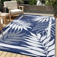 thumbnail image 4 of Modern Outdoor Rug, Waterproof Outdoor Area Rugs, Reversible Plastic Straw Carpet for Deck, Porch Picnic, Balcony, Beach, Blue, 8*10 ft, 4 of 7