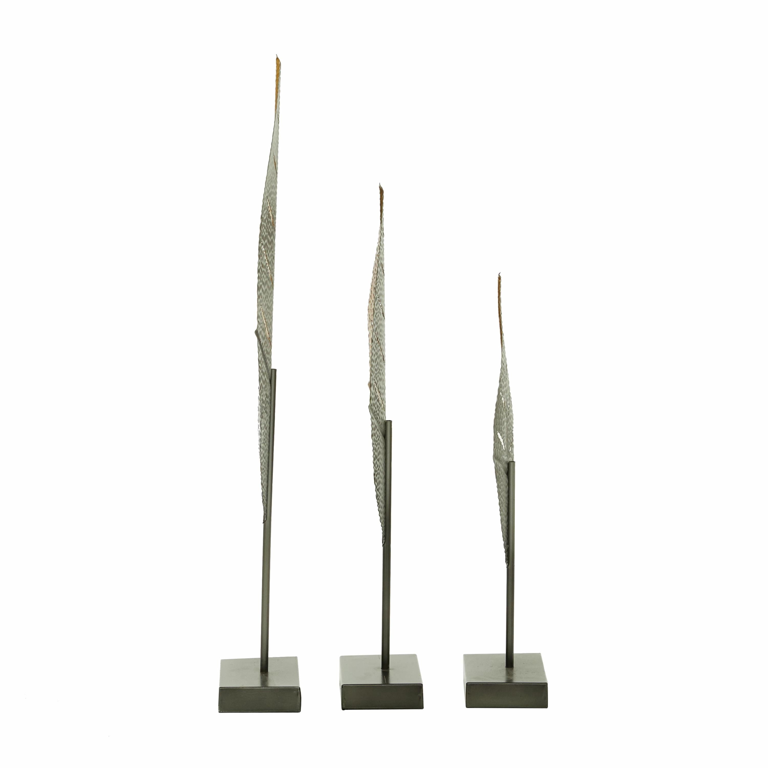 17", 19", 26"H Gold Metal Leaf Sculpture, by DecMode (3 Count)