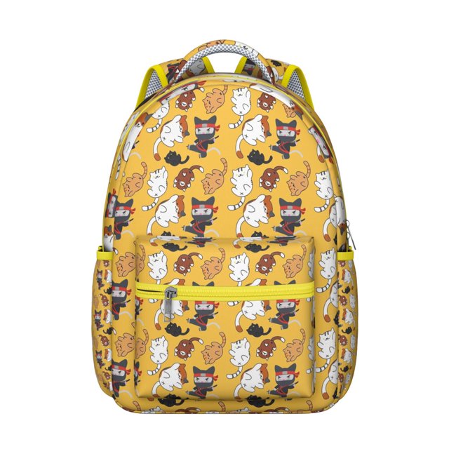 Minimalist Cat Design Student School Backpack with Geometric Cat Pattern Artistic Abstract Cat Print Design Book Bag