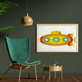 thumbnail image 2 of Yellow Submarine Wall Art with Frame, Sea Theme a Submarine on the White Background Illustration Print, Printed Fabric Poster for Bathroom Living Room, 35" x 23", Orange and Yellow, by Ambesonne, 2 of 2