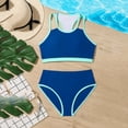 thumbnail image 6 of Girls 2 Piece Bathing Suit Adjustable Straps Swimwear Color Block Bikini Set Summer Beach Swinsuit Size 8-12, 6 of 7