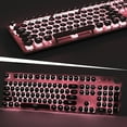 thumbnail image 6 of Typewriter Style Retro Wired Mechanical Gaming Keyboard,Vintage Steampunk Keyboard with White Backlit,104-Key Blue Switch Cute Keyboard,Round Keycaps Knob Control for PC/Laptop/Mac, 6 of 8