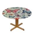 thumbnail image 3 of WYYP  Elastic Edged Flannel Backed Fitted Table Cover - Butterfly Pattern - Large Round - Fits Tables up to Diameter White, 3 of 7