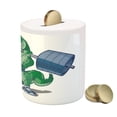 thumbnail image 3 of Animal Piggy Bank, Cartoon Crocodile Sporty Muscular Manly Alligator Villian Image Print, Ceramic Coin Bank Money Box for Cash Saving, 3.6" X 3.2", Jade Green Blue, by Ambesonne, 3 of 4