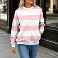 thumbnail image 6 of Zysthvn Striped Womens Fall Sweatshirt Pullover Casual Crewneck with Pockets Long Sleeve Sweatshirts for Women Tops, 6 of 7
