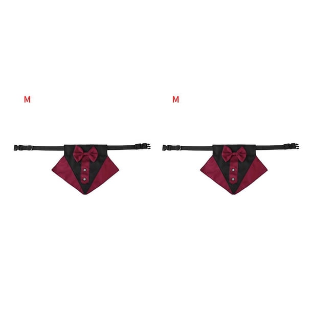 Methold 2021, pañuelos para perros y gatos, bufanda para caballero, pajarita, Collar, pajarita, traje de boda, decoración, accesorios para el Negro rojo M 2piezas