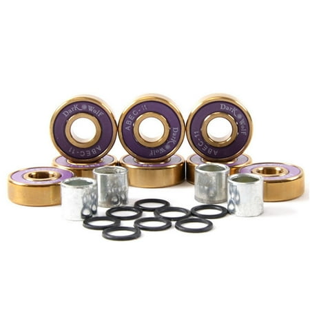 

Felirenzacia Dark Wolf Skateboard Bearings Titanium ABEC-11 Purple Gold 8pcs with 4pcs Spacer