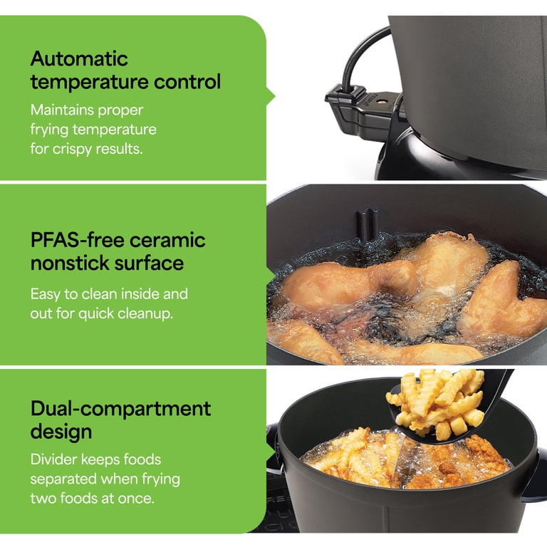 Presto, Electric Deep Fryer, Dual capacity, Nonstick, Black