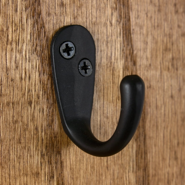 GlideRite 1-3/4 in. Classic Small Single Wall Coat Hooks Matte Black Pack of 5