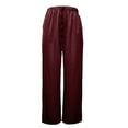 thumbnail image 4 of ManxiVoo Satin Wide Leg Pants for Women Fluid Draping Trousers Effortless Dressy Pants for Evening and Special Occasions XS Size Wine, 4 of 4