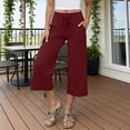 thumbnail image 2 of Summer Loose Capris New High Waist Capris for Women Lightweight Linen Casual Cropped Pants Loose Straight Leg Capris Pants with Pocket, 2 of 5