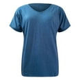 thumbnail image 5 of XIYON Womens T Shirts Ladies Solid Color V Neck Slit Tee Casual Short Sleeve Top Loose Fit Tee, 5 of 6