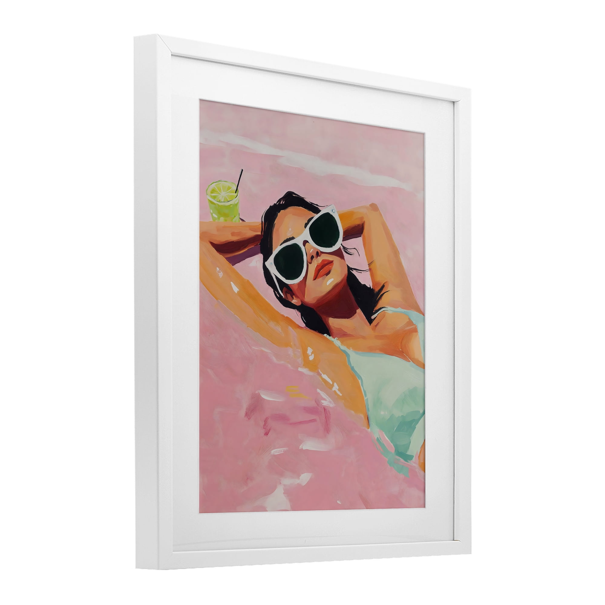 Stupell Industries Trendy Summer Girl White Framed Print Under Glass, design by The Prints Vibe