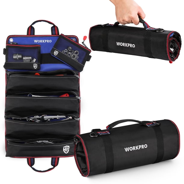 Bolsa para herramientas WORKPRO enrollable con bolsas desmontables y 6 bolsillos