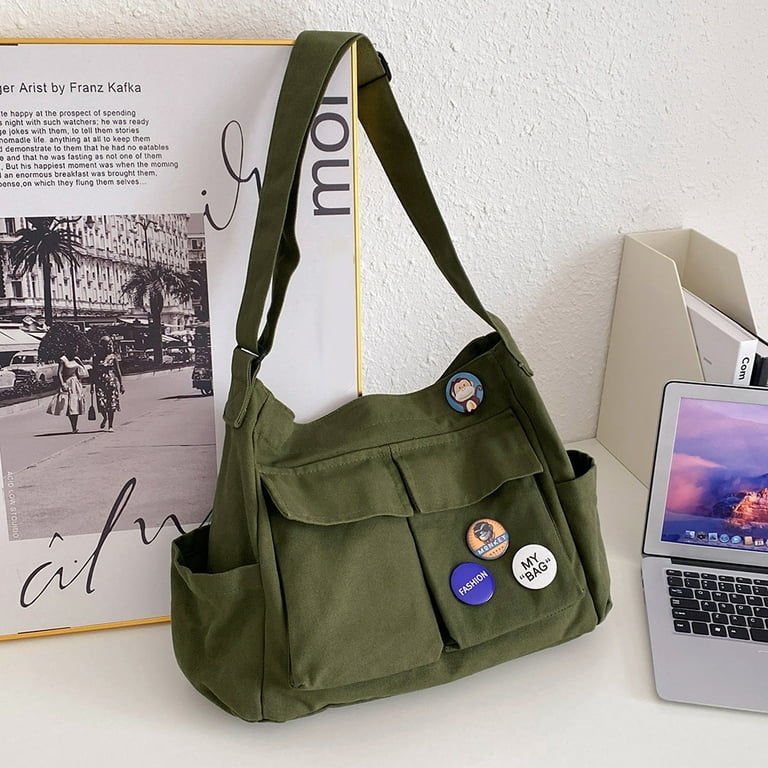 Yucurem Vintage Canvas Mini Messenger Bag Men Solid Color Shoulder Bags (01  Gray)