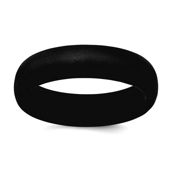 Silicone Black 5.7mm Domed Band Size 6 Ring for Women and Men - .8 Grams