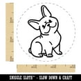 thumbnail image 2 of Frenchie Sitting Tilting Head French Bulldog Dog Self-Inking Rubber Stamp Ink Stamper - Sky Blue Ink - Small 3/4 Inch, 2 of 7