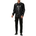 thumbnail image 2 of INSPIRE CHIC Men's Shiny Sequins Shirt Long Sleeves Slim Fit Disco Party Shirt, 2 of 6