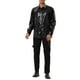 thumbnail image 2 of Camisa de lentejuelas brillantes para hombres INSPIRE CHIC, ajuste slim, de manga larga, con botones, camisa de satén para fiesta disco, negra, XL, 2 of 6