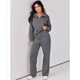 thumbnail image 2 of ORUYROP Women 2 Piece Outfits Sweatsuit Set 2023 Fall Oversized Half Zip Sweatshirt Wide Leg Sweatpant Lounge Set Tracksuit, 2 of 7