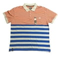 thumbnail image 2 of Enyce Men's Plus Size Short Sleeve Striped Polo Shirt, Orange Blue Stripe 3X, 2 of 2