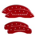 thumbnail image 1 of MGP Caliper Cover Caliper Cover 14252SSILRD Ensemble de 4; Logo Silverado; Revêtu de Poudre; Rouge; Aluminium, 1 of 4
