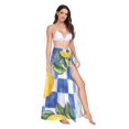 thumbnail image 2 of FORMRS Womens Long Sarong Beach Wrap Semi-Sheer Bikini Skirt Bathing Swimsuit Cover Up, Lemon Checkered, 2 of 7