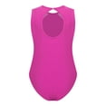 thumbnail image 2 of YiZYiF Kids Girls Glittery Rhinestone Gymnastics Leotard Keyhole Back Mesh Sleeveless Dance Bodysuit Hot Pink 16, 2 of 7
