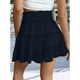 thumbnail image 6 of Womens Summer Flowy High Waist Ruffle Casual Cute Boho Beach Short Skirts Built-in Shorts Navy Blue M, 6 of 8