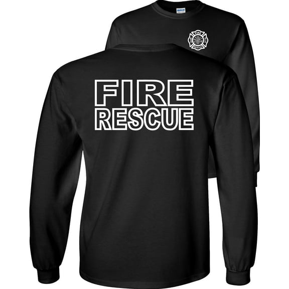 Fair Game Fire Rescue Long Sleeve Shirt-Black-4x
