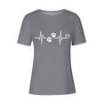 thumbnail image 4 of Lilgiuy National Pet Day Womens Dog Paw Love Heart Print Tops Casual Solid Color Short Sleeve Dog Mom Graphic Tees Tops Crewneck Shirts Festival Gifts(Gray,M), 4 of 4