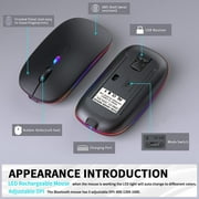 Wireless Mouse, G12 Slim LED Rechargeable Silent Wireless Mouse for Laptop, 2.4G Portable USB Optical Computer Mouse Wireless Computer Mice, Matte Black