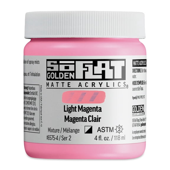 Golden SoFlat Matte Acrylic Paint - Light Magenta, 118 ml, Jar