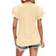 thumbnail image 4 of VISgogo Tops sueltos de verano para mujer, camiseta dulce con cuello en V y manga corta con volantes de doble capa con agujeros de color sólido VISgogo moda, 4 of 5