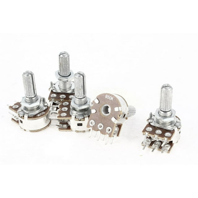 5 Piezas B50K Tipo B 50K Ohm 6 Terminales Potenciómetros de Eje Dual Lineal