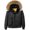 Black, variant on Men'S Short And Cotton Thickened Bomber Jacket Hooded Padded Baseball Jacket Long Sleeved Hooded Casual Coat Jacket VSONTOR